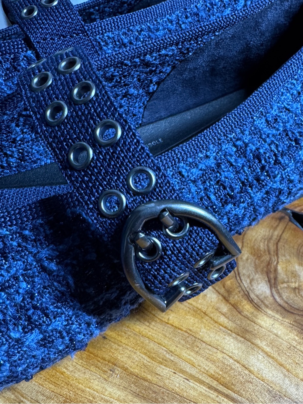 Rothy's The Max Buckle Women's Mary Janes Blue Tweed Preppy-Boho Sz. 8,5M - Picture 8 of 14